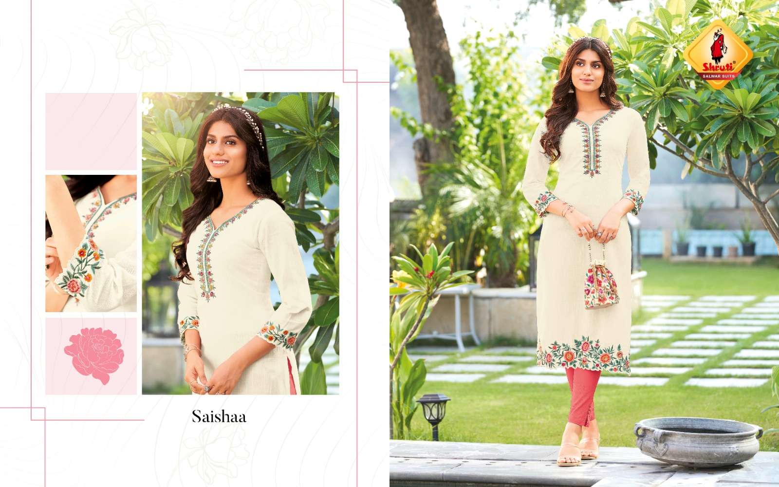 KKASHISH VOL 30  PURE COTTON LINEN WITH DIFFERENT TYPES OF STYLISH EMBROIDERY WORK KURTI BY SHRUTI SUITS BRAND SAISHAA